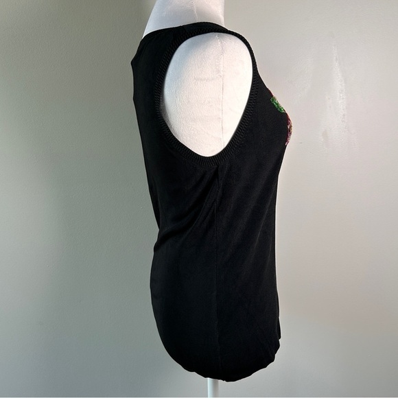 Nomi women’s Size Medium Black Tank Top Sequin Floral knit layering pretty *Read - Picture 3 of 10